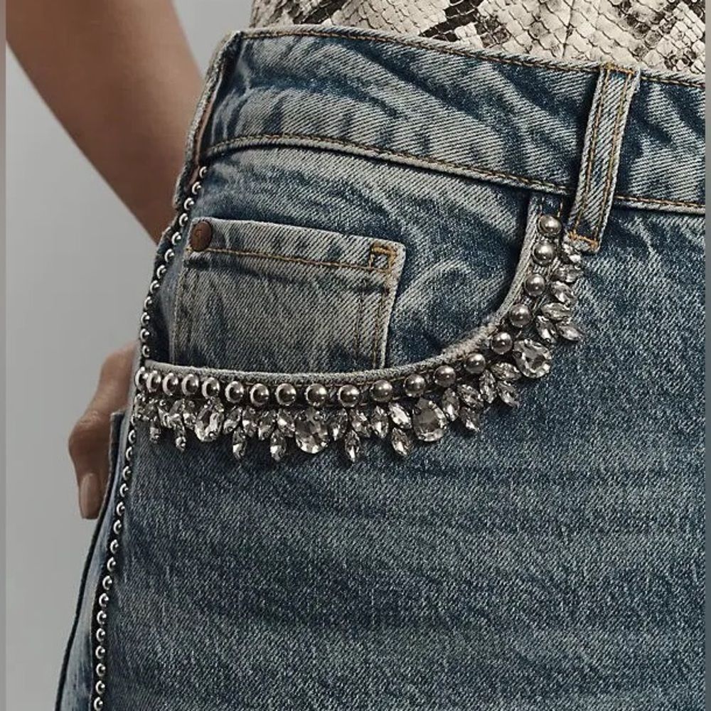 Anthropologie x Pilcro | The Austyn Embellished Wide-Leg Jeans Size 29